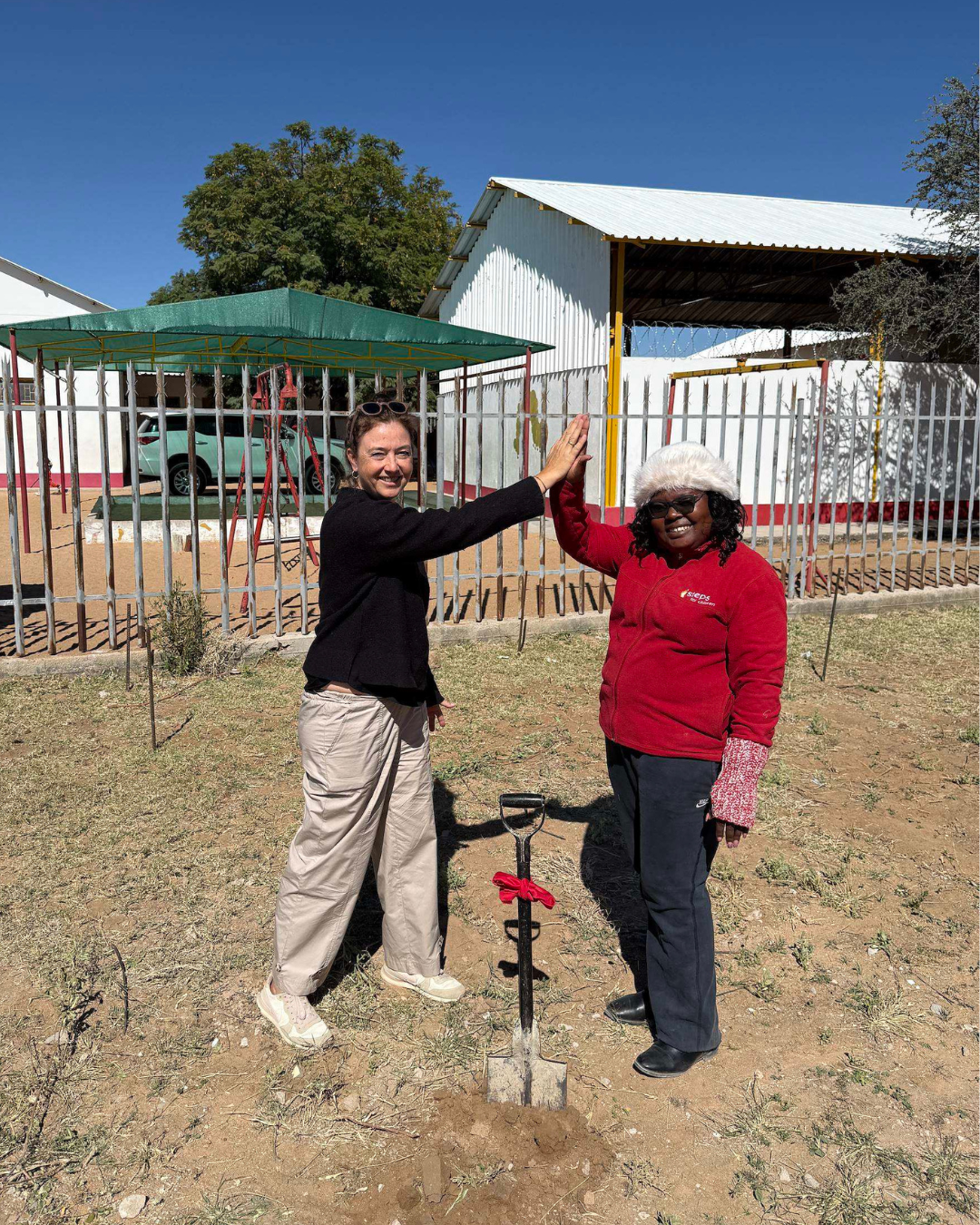 Groundbreaking ceremony for the new steps for children soup kitchen in Okakarara, Namibia. The new building will strengthen food security for children in the surrounding Informal Settlements.